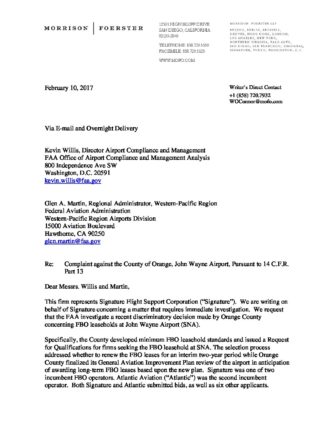 Signature complaint letter to FAA | Voice of OCVoice of OC