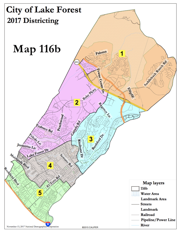 Lake Forest Finalizes Map to Create City Council Districts